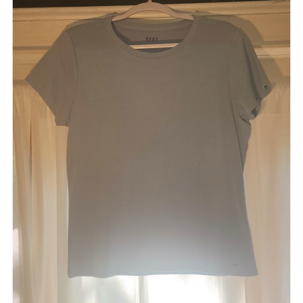 DKNY Womens Short Sleeve Crew Neck Organic Cotton T-Shirt Sky Blue Large